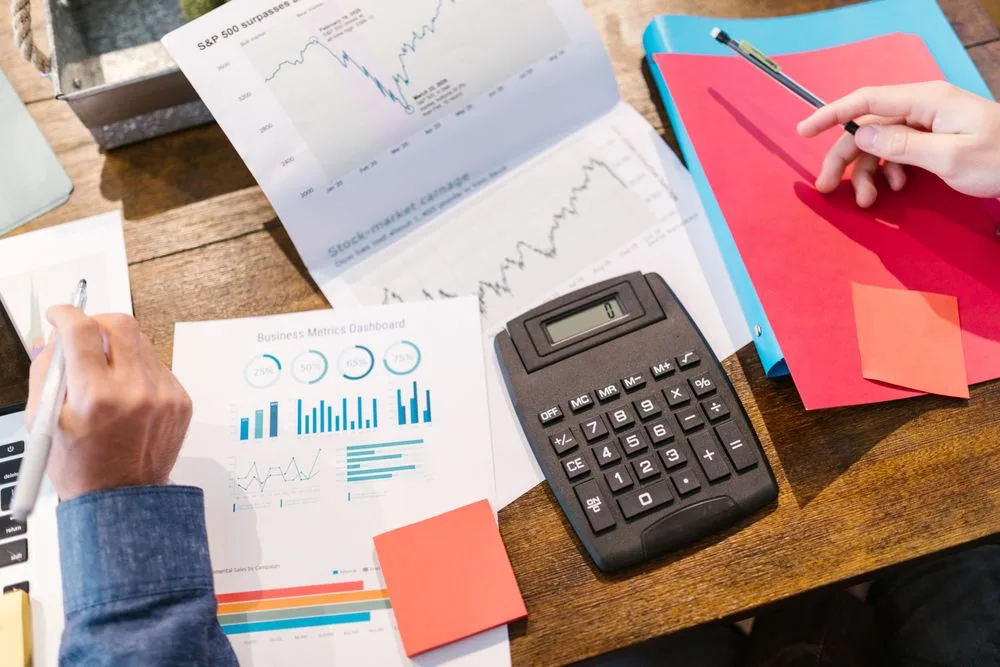Financial planning with documents and a calculator